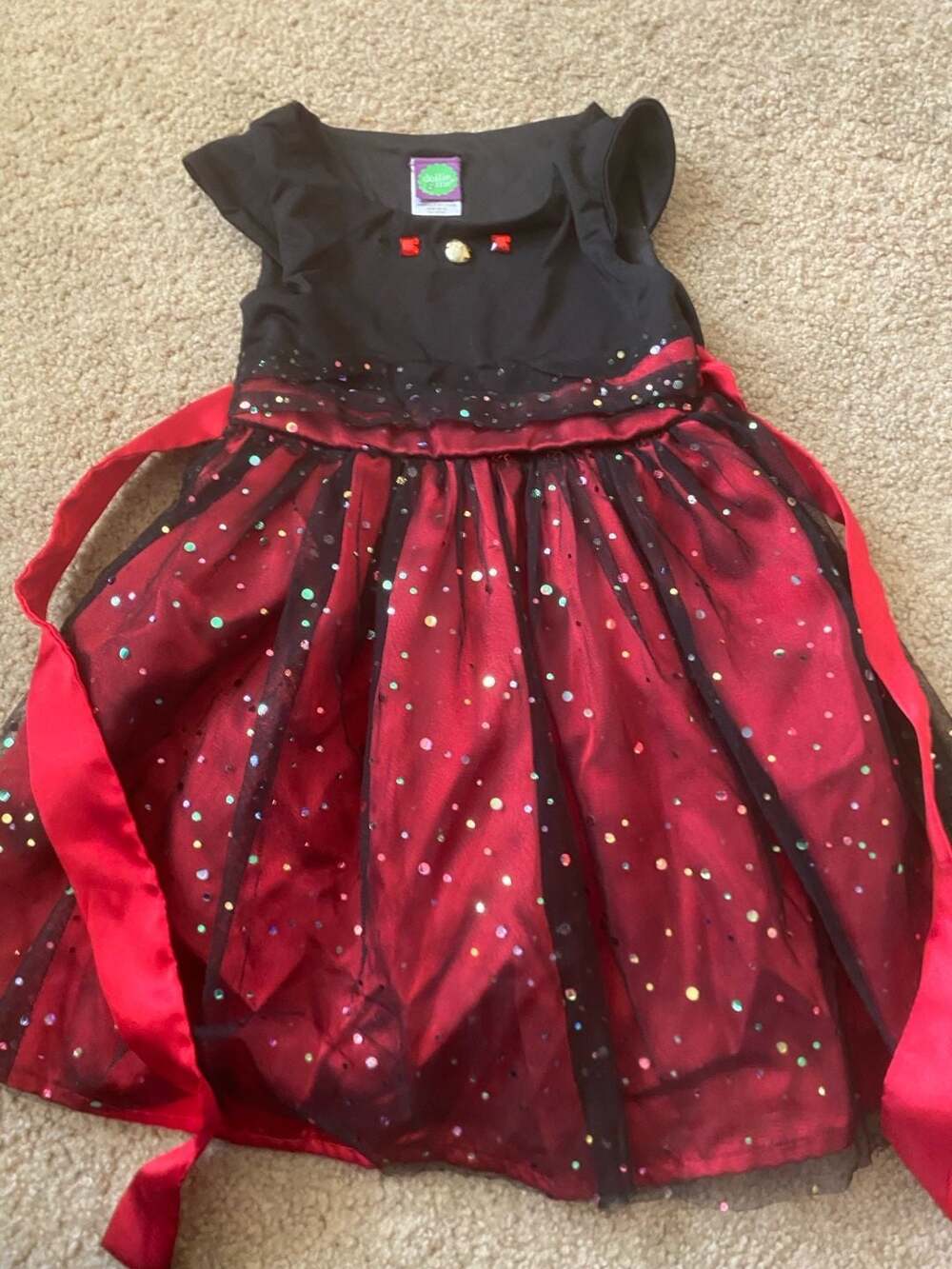 Dollie & Me Sparkly Dress Size 4 Red Black Holiday Party